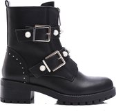 WELOVESHOES® Biker boots met Hak - Imitatieleer - Zwart - Maat 38