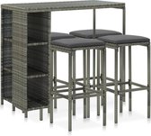 Medina 5-delige Tuinbarset met kussens poly rattan grijs