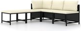 Medina 5-delige Loungeset met kussens poly rattan zwart