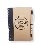 Notitieboekje Met Tekst Voor De Liefste Juf - Cadeau Voor De Juf - Afscheid Van De Juf En Je Klas - Cadeautje Voor De Juf - Notieboek Met Pen Voor De Liefste Juf