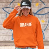 Oranje EK WK Koningsdag Hoodie met tekst Oranje (MAAT 4XL - UNISEKS FIT) | Oranje kleding / truien | WK & EK Feestkleding