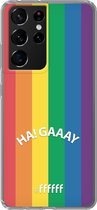 6F hoesje - geschikt voor Samsung Galaxy S21 Ultra -  Transparant TPU Case - #LGBT - Ha! Gaaay #ffffff