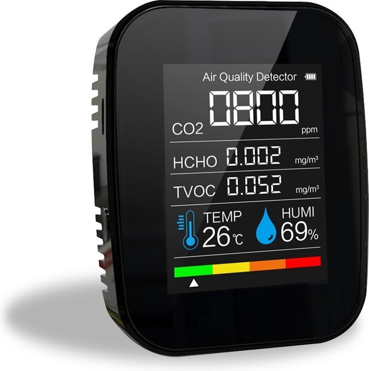 Horeca. 5 in 1 Luchtkwaliteitmeter Draagbaar LCD Scherm Monitor CO2 TVOC HCHO TEMP HUMI - Luchtvocht