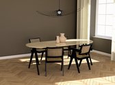 Marmeren Eettafel Half Ovaal – Crema Marfil Beige (V-poot) - 220 x 80 cm  - Gepolijst