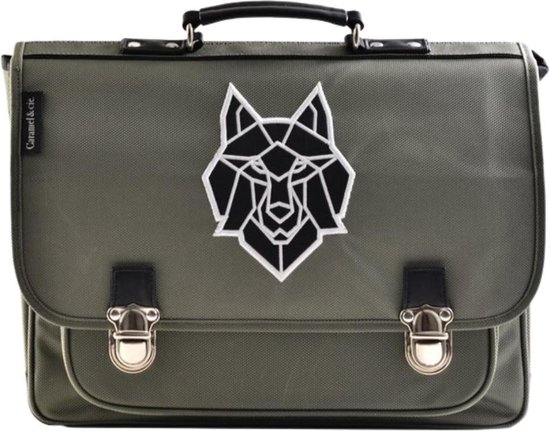 Cartable avec loup grand Loup Gris Caramel et Cie bol