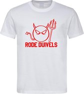 Belgie WK Voetbal T-Shirt Wit “ Rode Duivels “ Print Rood Maat L