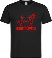 Belgie WK Voetbal T-Shirt Zwart “ Rode Duivels “ Print Rood  Maat XXXXL