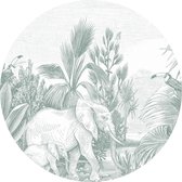 ESTAhome zelfklevende behangcirkel jungle-motief groen - 159087 - 1.4 x 1.4 m