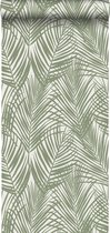 ESTAhome behang palmbladeren vergrijsd olijfgroen - 139006 - 0.53 x 10.05 m