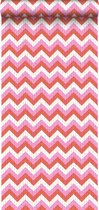 ESTAhome behang zigzag motief koraalrood en roze - 138135 - 53 cm x 10,05 m
