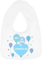 Hospitrix Slabbetje met tekst "Het is een Jongetje! " Wit - Cadeau Zwangerschap - Baby Kwijldoek - Kwijllap - Morslap - Bavette