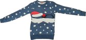 Kersttrui - Kerstman - Donkerblauw - Polyester - Maat m - Foute kersttrui - Christmas sweater – Kersttrui - Kerst cadeau – Kerstcadeau – Kerstmis - Wollen trui – Trui – Feestelijk