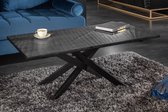 Massief mangohout  salontafel zwart 110 cm met 3D-houtsnijwerk