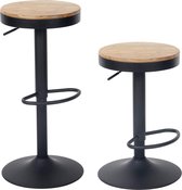 MuCasa® set van twee barkrukken - Verstelbare krukken met houten zitvlak - 360° draaibaar en in hoogte verstelbaar - Bureaukruk set