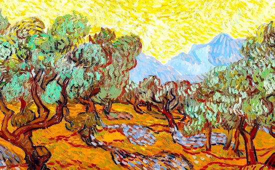 Poster Oliviers au soleil jaune - Vincent van Gogh - 70x50cm | bol