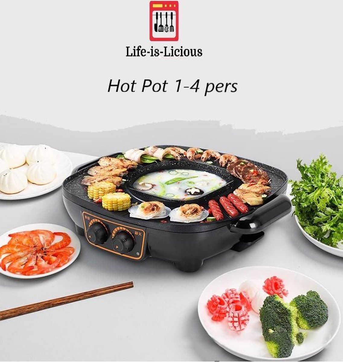 Ej.Life Fondue Chinoise, Hot Pot à Deux Saveurs en Acier