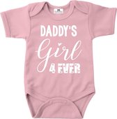 Romper voor de liefste papa- vaderdag-papa's meisje voor altijd-roze-wit-Maat 56