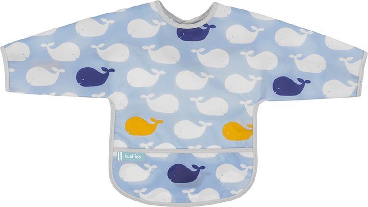 Goedkoopste Kushies - Slabbetje -Waterdichte slab - met mouw - Walvis - 12 t/m 24 maanden