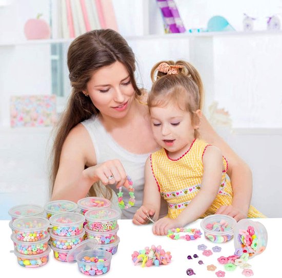 Sanlebi 2000 Delige Kinderkralen Set - Complete DIY Sieraden Knutselkit Met Opbergdoos