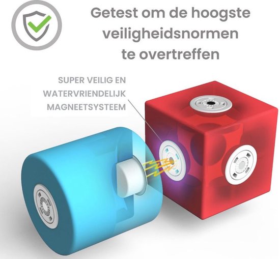 Super veilig en watervriendelijk magneetsysteem, getest om de hoogste veiligheidsnormen te overtreffen.