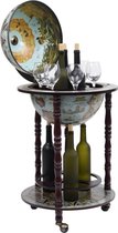 Drankbar wereldbol - barwagen - massief houten - bar op wielen - 16e eeuwse stijl - Italiaans design - hout -  Wereldbol bar - wijnrek - tafel - mobiele bartafel - uniek - minibar
