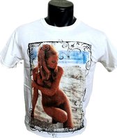 T-shirts-mannen-wit-korte mouw- met print-afbeelding vrouw-zonder tekst-100% katoen