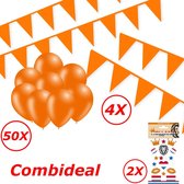 Oranje Versiering Oranje Slingers Vlaggenlijn Oranje Ballonnen EK WK Koningsdag Oranje Feestartikelen 56 Stuks Pakket