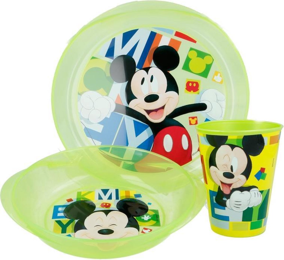 Mickey Mouse servies - 3 delig - Mickey kinderserviesset - groen