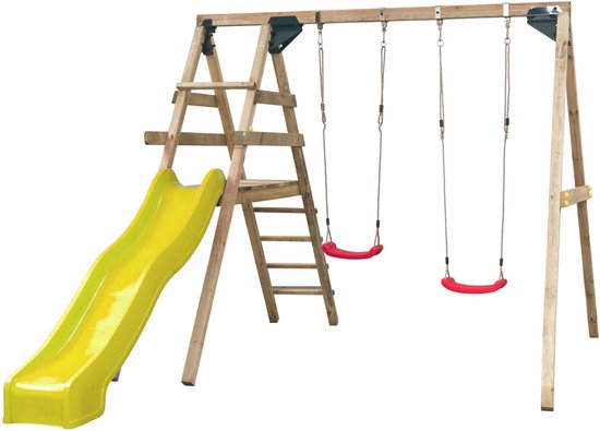 Swing King speeltoestel hout met glijbaan Celina 330cm - geel | bol
