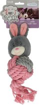 Bunny Puppy Ropey Ball Grijs&Roze - - 38x13x9 cm