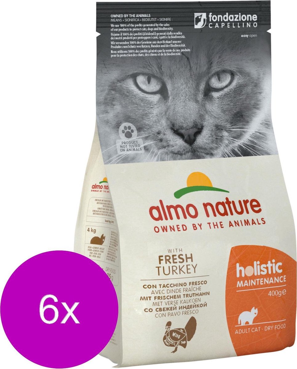 Almo Nature Cat Holistic Adult - Kattenvoer - 6 x Kalkoen 400 g