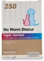 No Worm Diacur 250 Hond En Kat - Anti wormenmiddel - 10 tbl