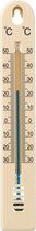 Binnen/buiten thermometer beige kunststof 3 x 17 cm - Weermeters - Temperatuurmeters