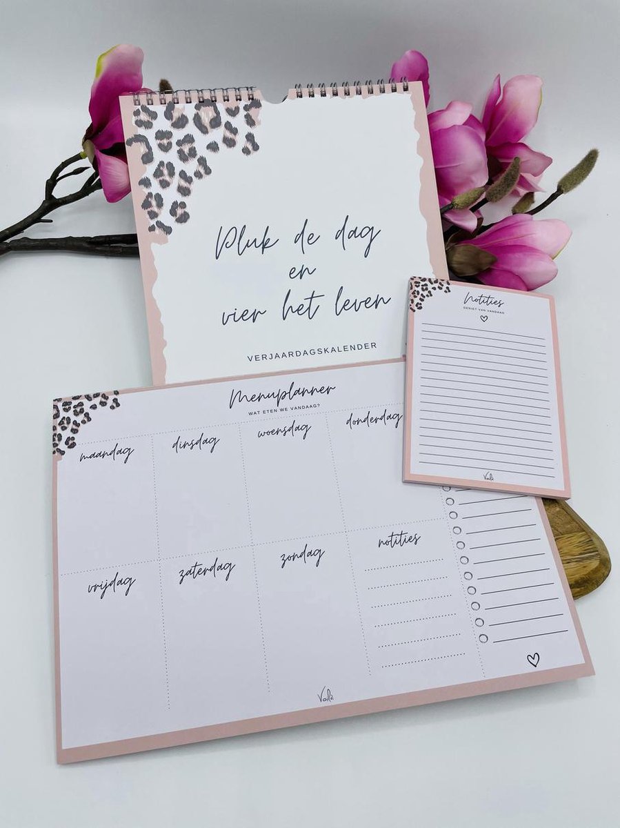 Set stationery Voilà, verjaardagskalender, menuplanner & notitieblokje (cadeaupakket)