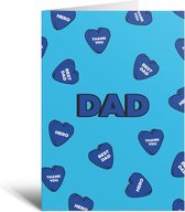 Verjaardagskaart - Dad Hartjes - Vader - Papa - Liefde - Lichtblauw - Vaderdag - Cadeau voor hem