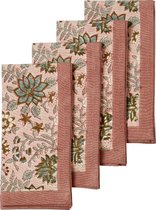 Bungalow katoenen servet 45 x 45 cm Komati Rose, set van 4 stuks