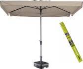 Parasol Rechthoek Ecru met voet en hoes! Madison Delos 300 x 200 cm | Complete rechthoekige parasol voor in de tuin | Kantelbaar en 100% Polyestere