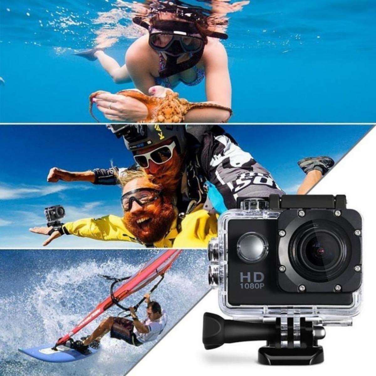 Extreme sportcamera / waterdichte (30m) HD-camera 1080 - Blauw | bol.com