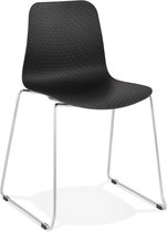 Alterego Moderne stoel 'EXPO' van zwart kunststof met verchroomd metalen voeten