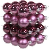 72x stuks kerstversiering kerstballen cherry roze (heather) van glas - 4 cm - mat/glans - Kerstboomversiering