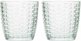 Set van 8x stuks theelichthouders/waxinelichthouders glas mintgroen 9 x 9 cm steentjes motief - Windlichtjes/kaarsenhouders