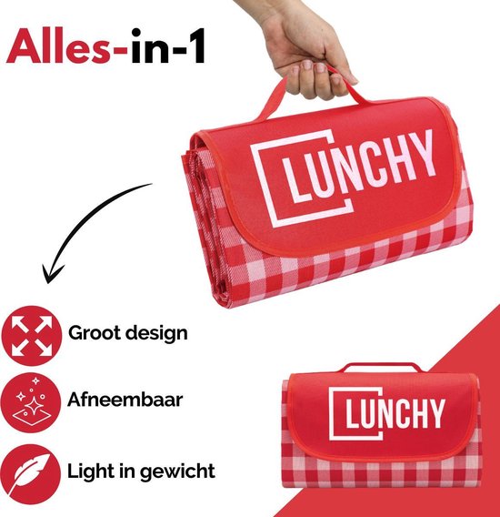 picknickkleed - 200 x 200 cm - geruit - waterdicht - geïsoleerd - grijs