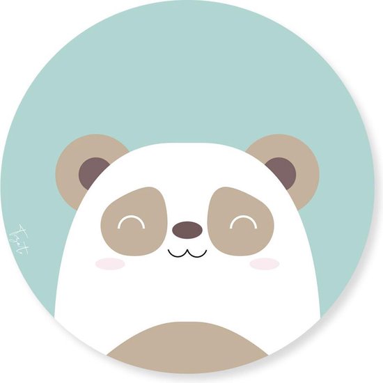 Tizato – Wandcirkel Panda – Muurcirkel Wanddecoratie Babykamer – Kinderkamer – Dibond – Ø 90 cm