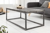 Industriële salontafel massief Mangohout 100 cm grijs mangohouten frame, gebogen