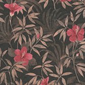 A.S. Création behangpapier bloemen bruin, rood en zwart - AS-380283 - 53 cm x 10,05 m