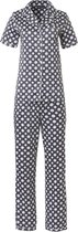 Pastunette Deluxe dames satijnen pyjama K/M Dots  - 40  - Grijs