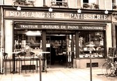 Tuinposter - Stad - Parijs in taupe / bruin / zwart  - 80 x 120 cm.