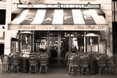 Tuinposter - Stad - Parijs in taupe / bruin / zwart  - 80 x 120 cm.
