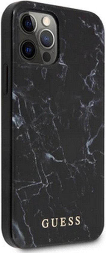 Zwart hoesje van Guess - Backcover - iPhone 12 Pro Max - Marble - GUESS