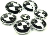 BMW set (x7) Zwart-Wit Logo Emblemen